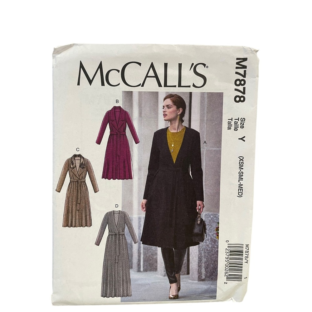 McCall's Sewing Pattern M7878 Women Size XS-M Jacket Coat Dress Easy Uncut FF
